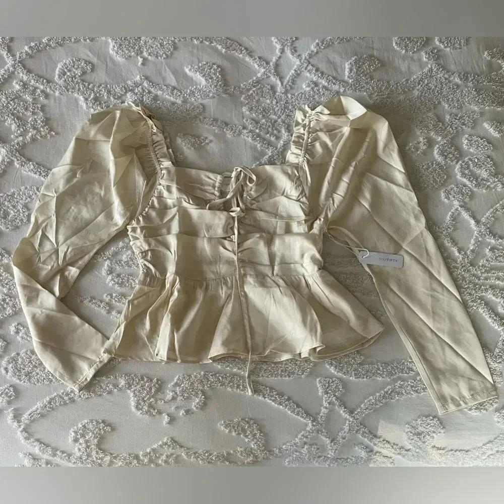 Six/Fifty Keyhole Pastel Yellow Blouse